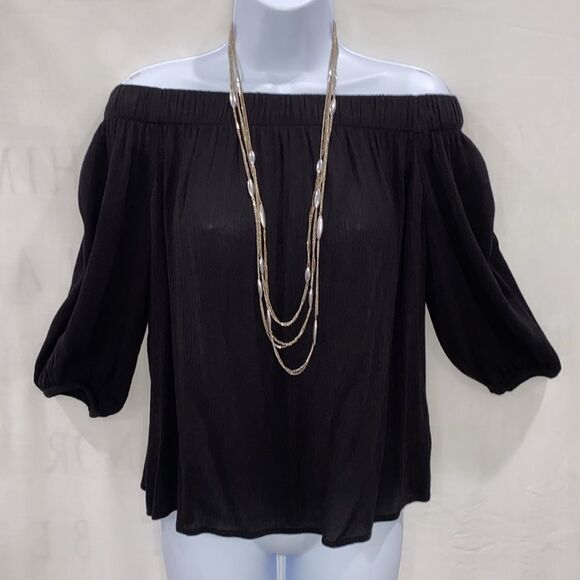Calvin Klein Elegant Black Off-Shoulder Women's Top With Button Up Back Detail - Picture 1 of 8